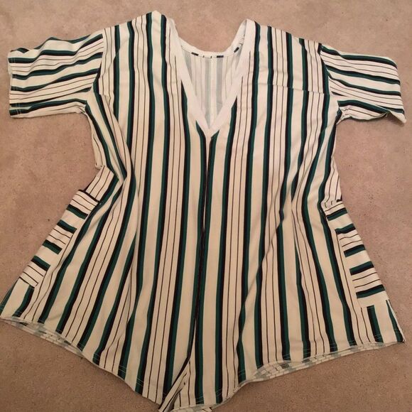 Free People Hot Shot Printed Striped Tee Romper - Picture 6 of 7
